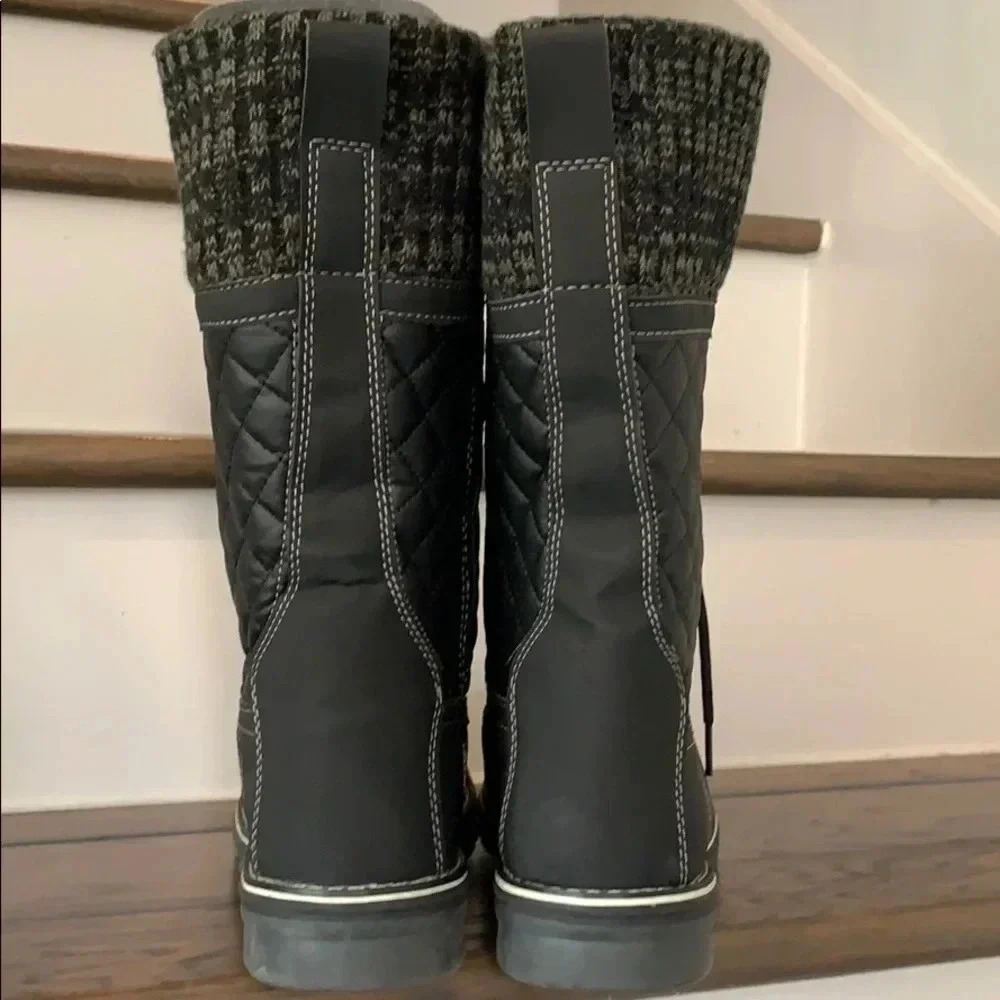 POLAR Quilted Lace Up Combat Boots Black Size 10 New - Picture 4 of 6